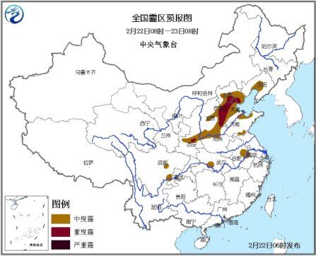 全國(guó)霾區(qū)預(yù)報(bào)圖。