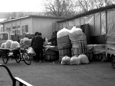 “黑作坊”制好的豆芽流向北京日上綜合商品批發(fā)市場(chǎng)。