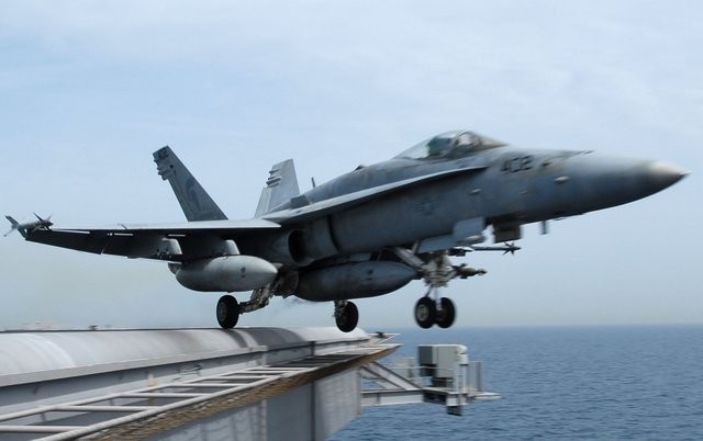 資料圖：美軍F-18艦載機(jī)。